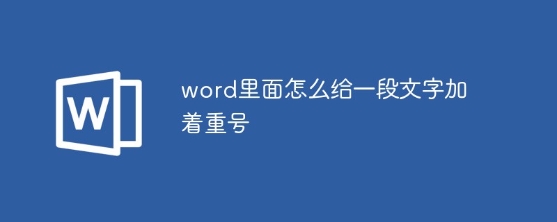 word里面怎么给一段文字加着重号