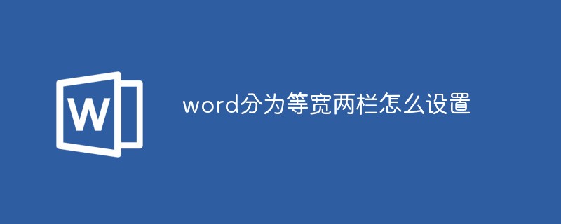 word分为等宽两栏怎么设置