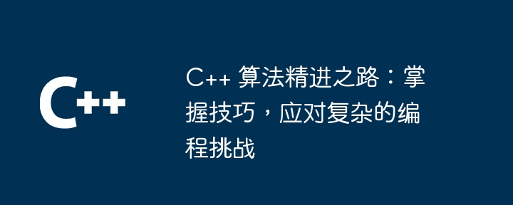 C++ 算法精进之路：掌握技巧，应对复杂的编程挑战