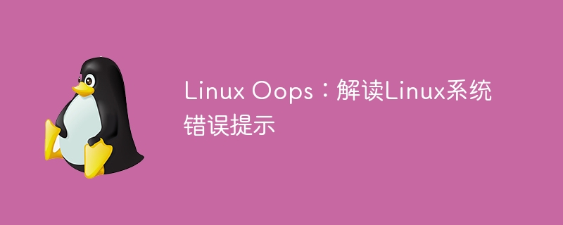 Linux Oops：解读Linux系统错误提示