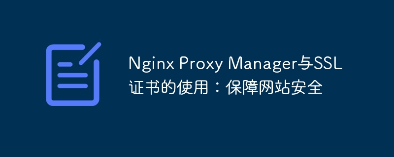 nginx proxy manager与ssl证书的使用：保障网站安全