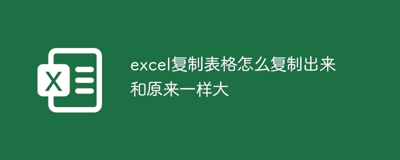 excel表格复制出来和原来一样大