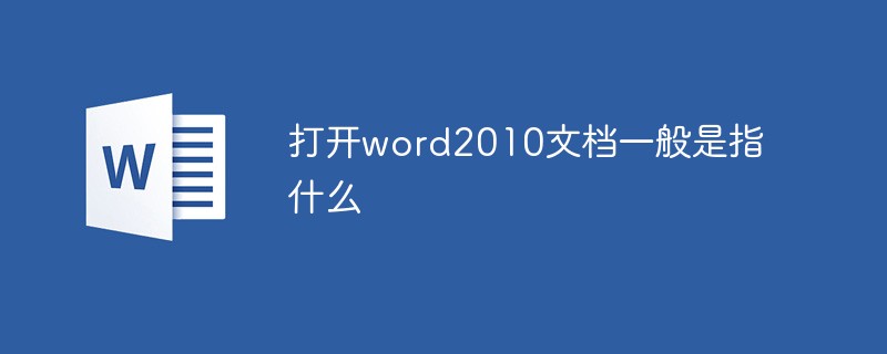 打开word2010文档一般是指什么