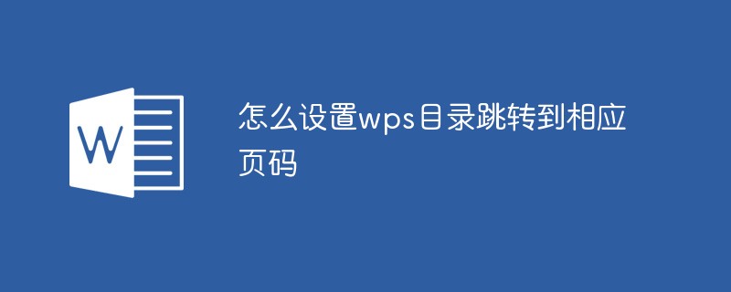 怎么设置wps目录跳转到相应页码