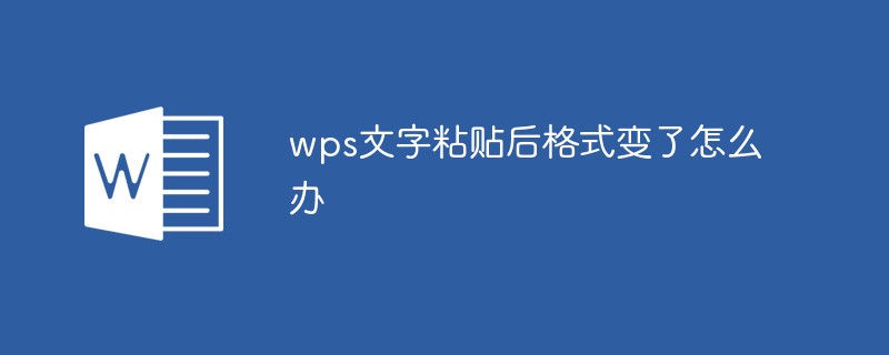 wps文字粘贴后格式变了怎么办