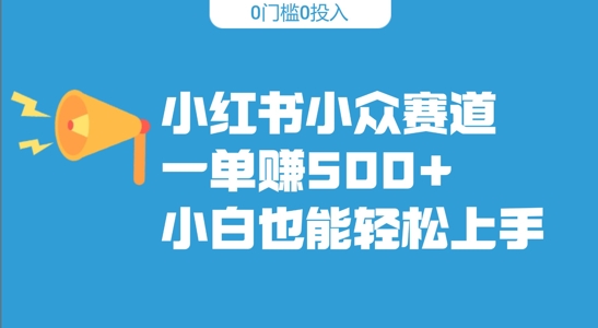 小红书小众赛道，一单收500+，小白也能轻松上手（小众,也能,赛道,上手,小红....）