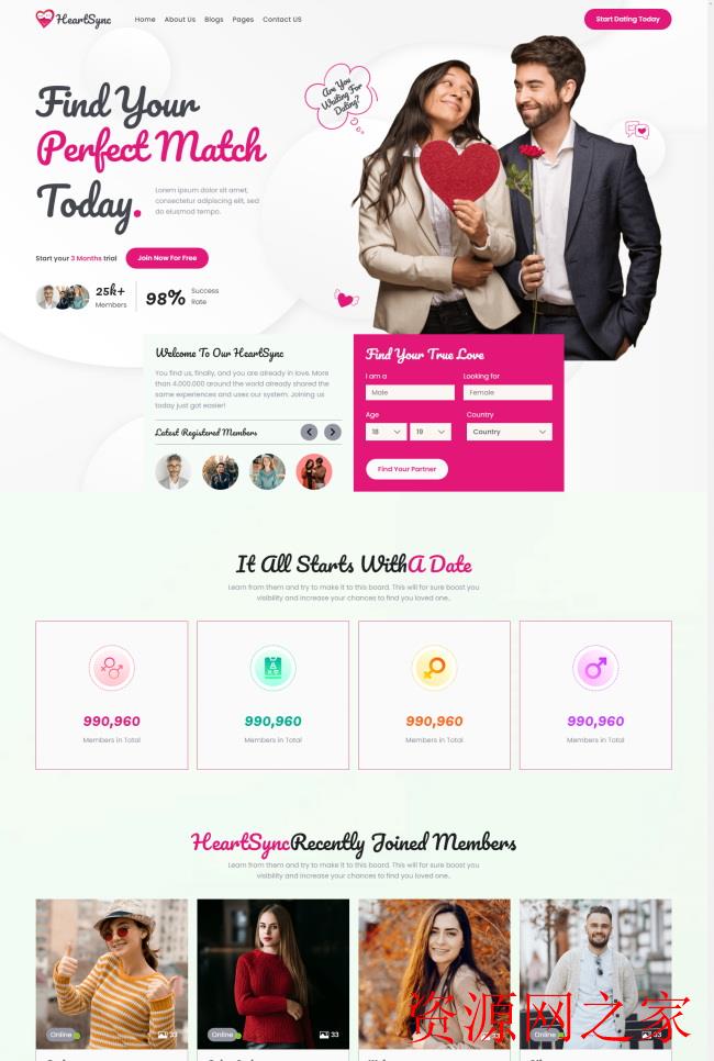 HTML5响应式婚恋约会配对网站模板(配对,婚恋,响应,约会,模板......)